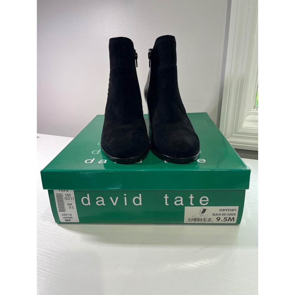 David Tate Odyssey Black Suede Snake Embossed Leather Ankle Boots 9.5M ARF19-703